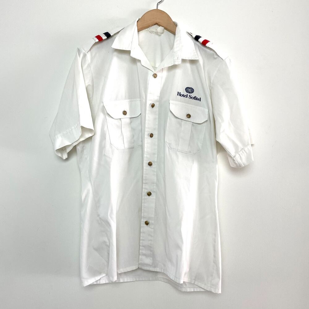 Vintage‎ 80s 90s Hotel Sofitel Nautical Aviation Captains Resort Uniform Shirt M
